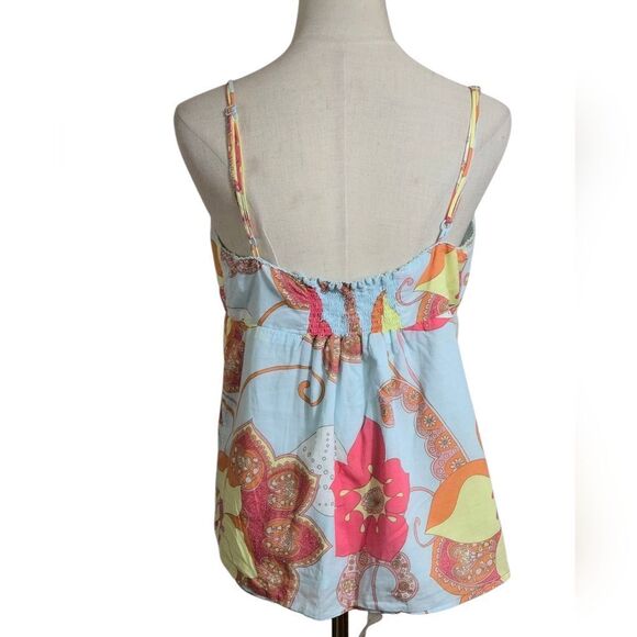 Gap Floral Boho Spaghetti Strap Camisole Top - Light Blue And Yello - Picture 4 of 7